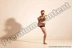 Underwear Martial art Man White Moving poses Slim Short Blond Dynamic poses Academic